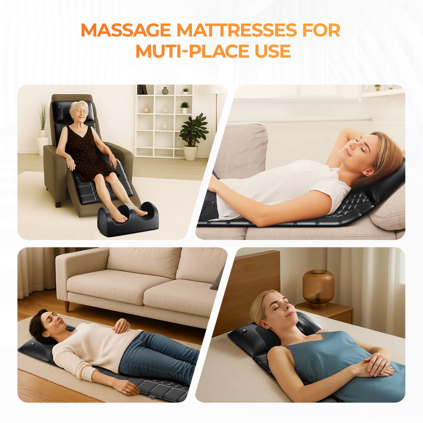 3-in-1 Stuhl Massagekissen mit Wärme für Ganzkörper Entspannung