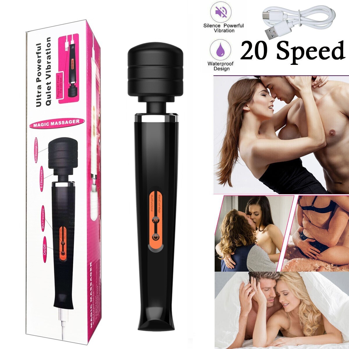 Magic Wand Massagegerät – 10 Stufen Vibrationsmassage für den ganzen Körper