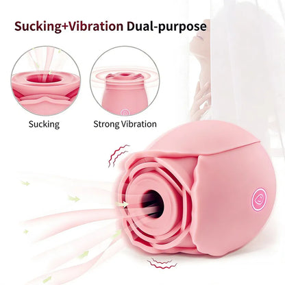 Rosen-Saugvibrator | Diskreter Klitorismassager mit 10 Geschwindigkeitsstufen für Frauen